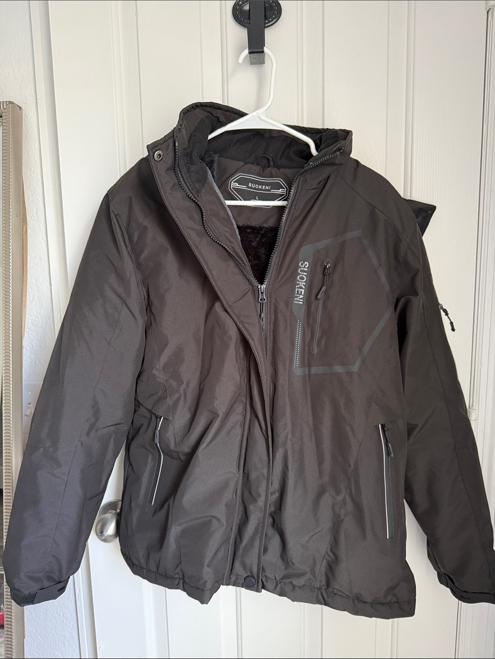 SUOKENI Men’s Waterproof Insulated Ski Snow Jacket Black – Size Large